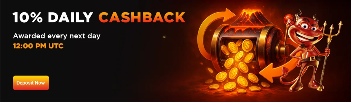 Booming Slots 10% daily slots cashback banner